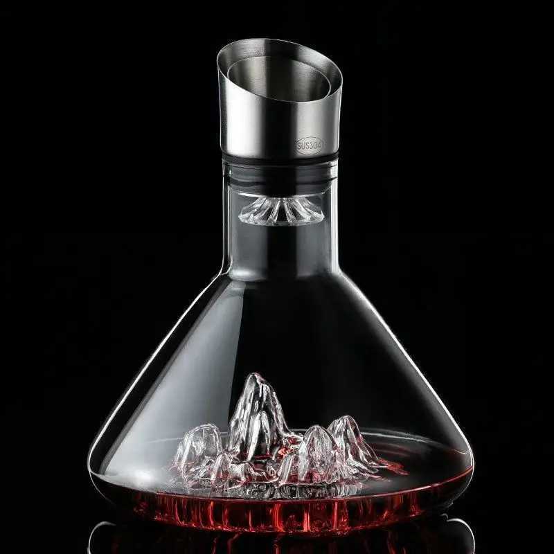 1500ML berg Whisky Wine Decanter Handmade Lead Crystal Wine Pourer Carafe Thicke Wine Dispenser Pot Bar Accessories Y251024