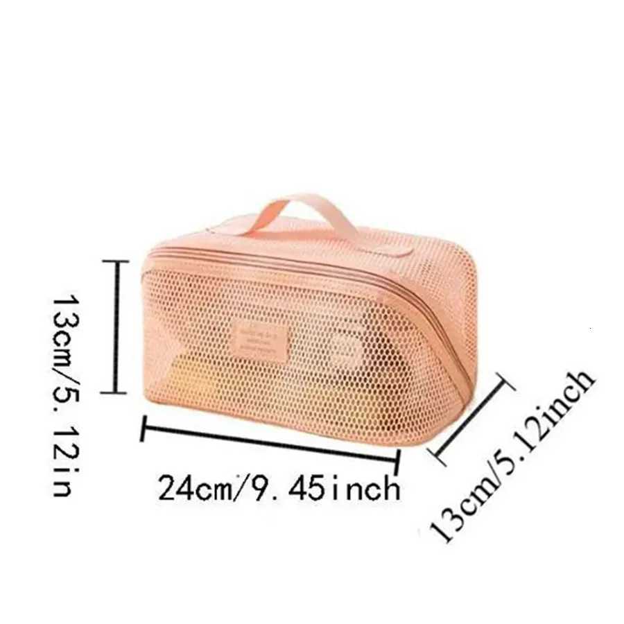 Large Capacity Mesh Handheld Makeup Bag Zipper Multilayer Transparent Mesh Cosmetic Bag Organizer Case SquareT251024