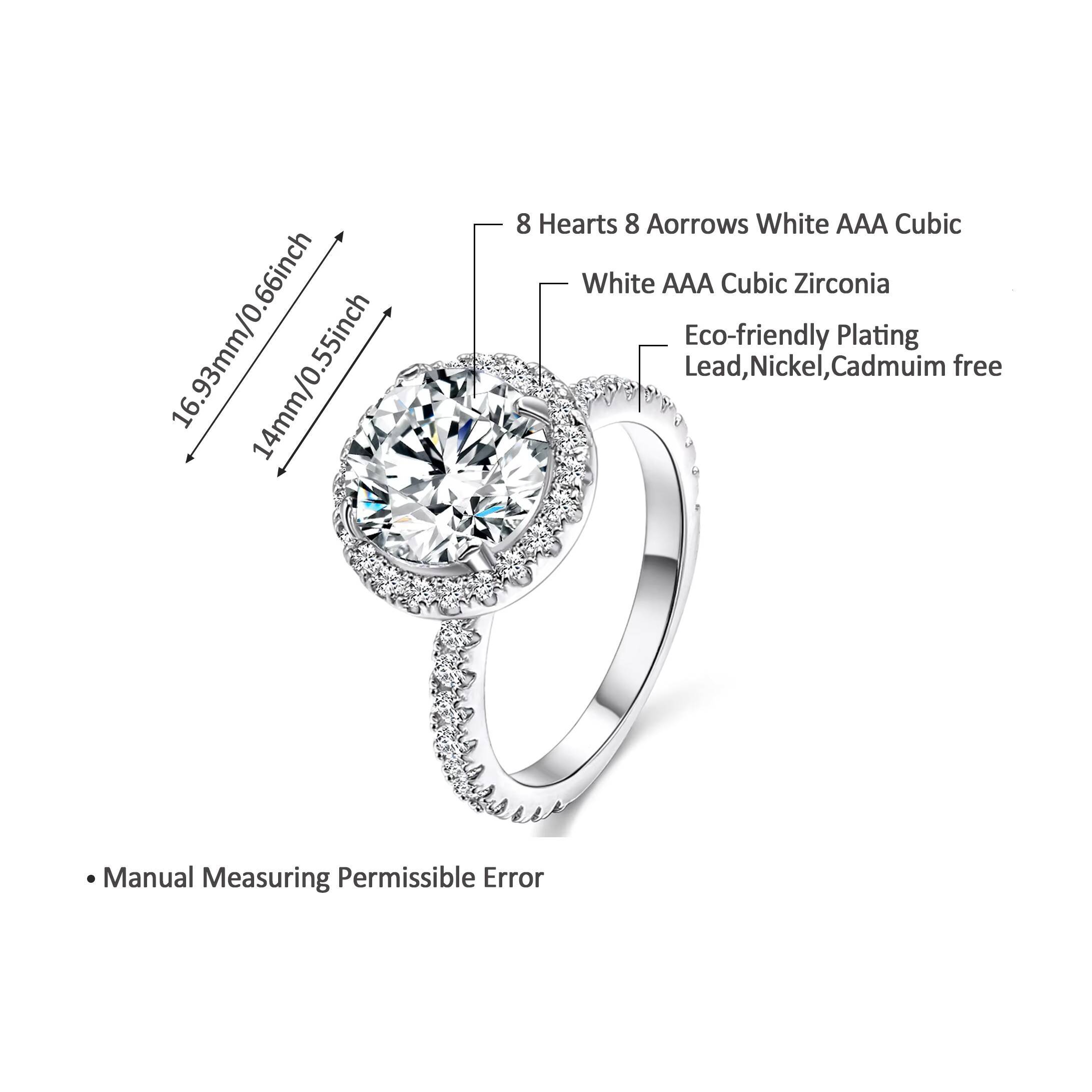 High Quality Engagement Wedding Ring Moissanite Ring Zirconia Jewelry 18k White Gold Women Diamond Rings
