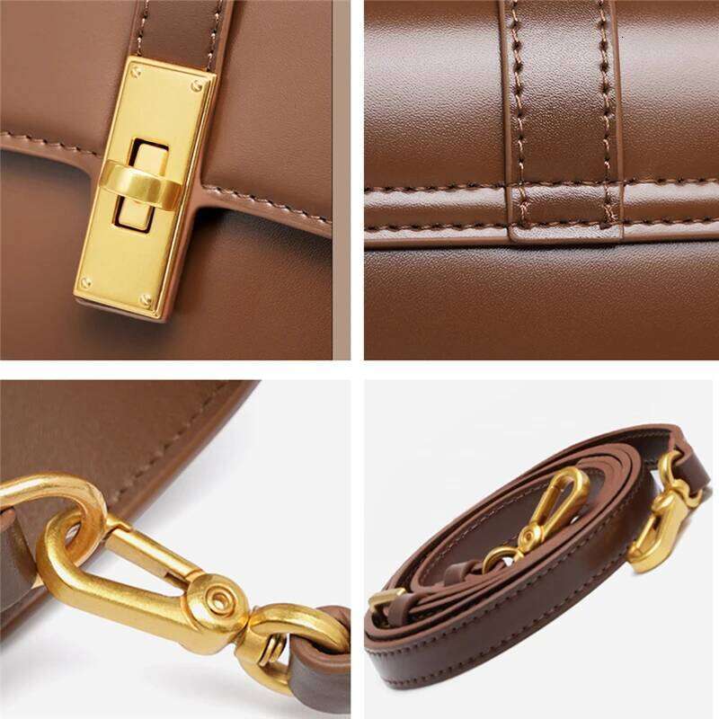 Toptrends Elegant Genuine Leather Underarm Shoulder Bags For Women 2025 Designer Crossbody Purses Saddle Ladies Handbags