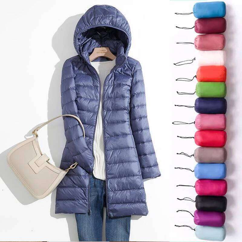 Plus Size 5Xl 6Xl 7Xl Fall Women's Autumn Winter Ultra Lightweight Packable Long Puffer Jacket Female Hooded Korean Slim Coats Designer Women