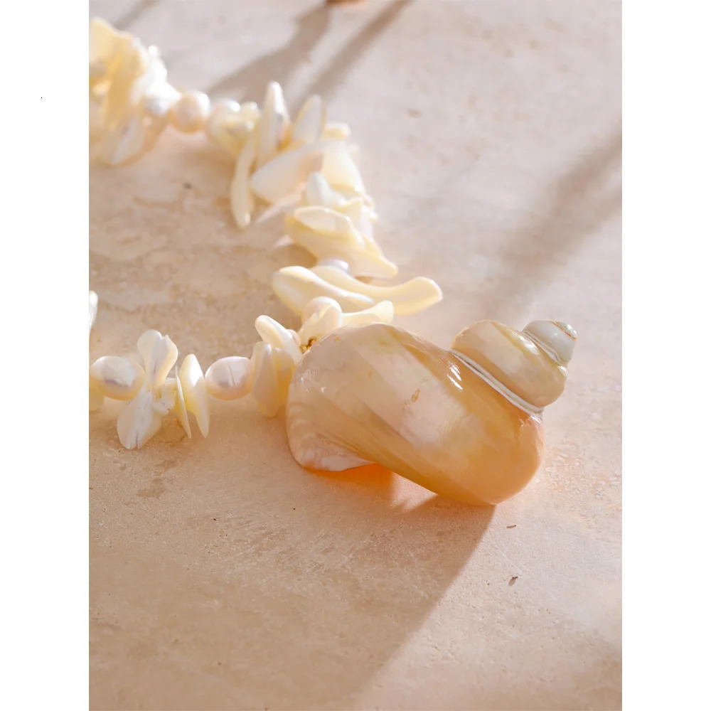 Yhpup Natural Pearl Shell Handmade Chain Conch Pendant Necklace Ocean Style Fashion Jewelry Summer Holiday Trendy Accessories 251016