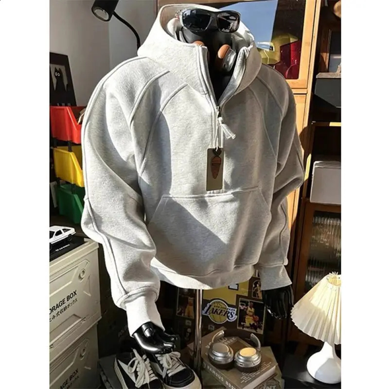 American Halfzipper Standup Collar Sweatshirt for Mens Fashion Handsome Threedimensional Hoodie 251018