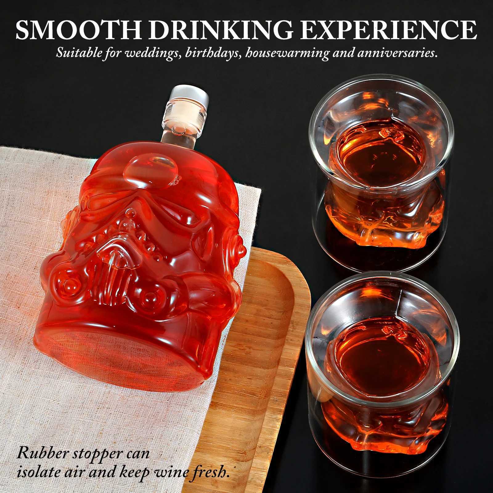 Whiskey Decanter with 2 es 750ml Transparent Wine Decanter Creative Bourbon Decanter and Set Whiskey Decanter Y251024