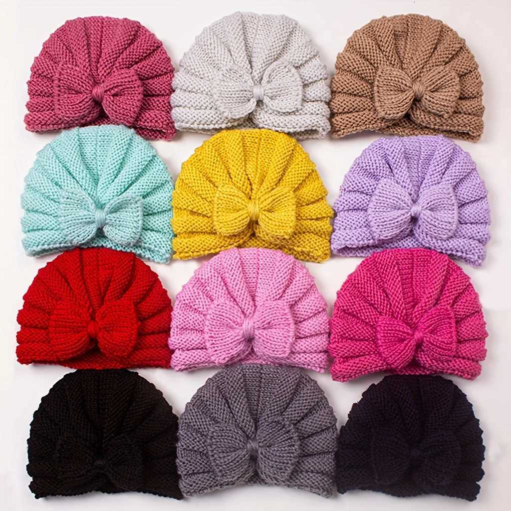 INS Baby Bow Knit Hat Stretchy Winter Warm Cap with MoistureWicking Soft Fleece Yarn for Infants Autumn Winter Daily BirthdayL251024
