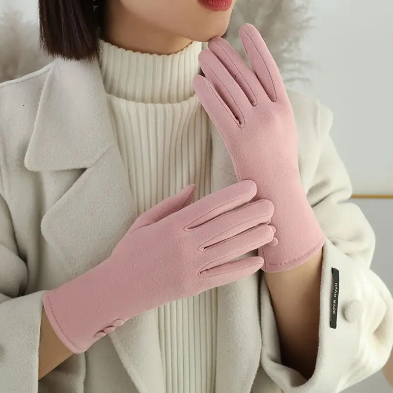 Korean Womens Cycling Touchscreen Gloves Autumn Winter Warm Plus Velvet Thickened Outdoor Sports Cold Proof Driving Mittens 251023