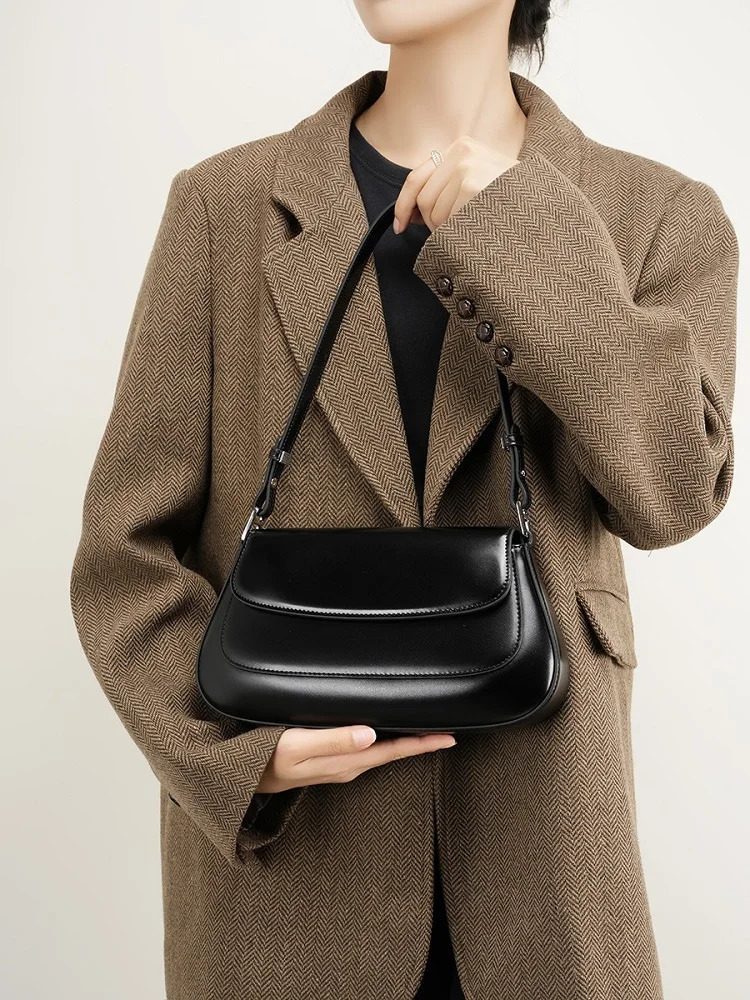 Fashion Women Crossbody Bag Genuine Leather Daily Shoulder Bag Ladies High Quality Underarm Saddle Bag for street shopping 251023