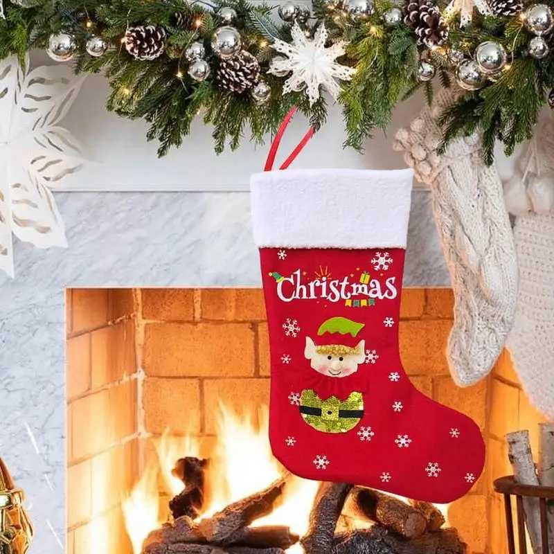 Christmas Stockings Merry Christmas Hanging Sock Rustic Christmas Stockings Hung Xmas Tree New Year Holiday Decoration J251024