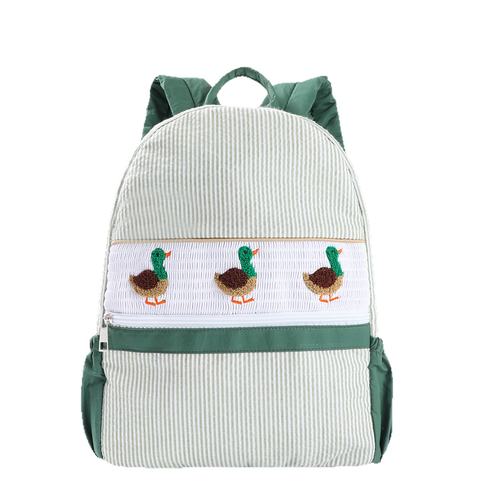 New hot selling designer striped wild duck embroidery children's bubble gauze backpack student backpack