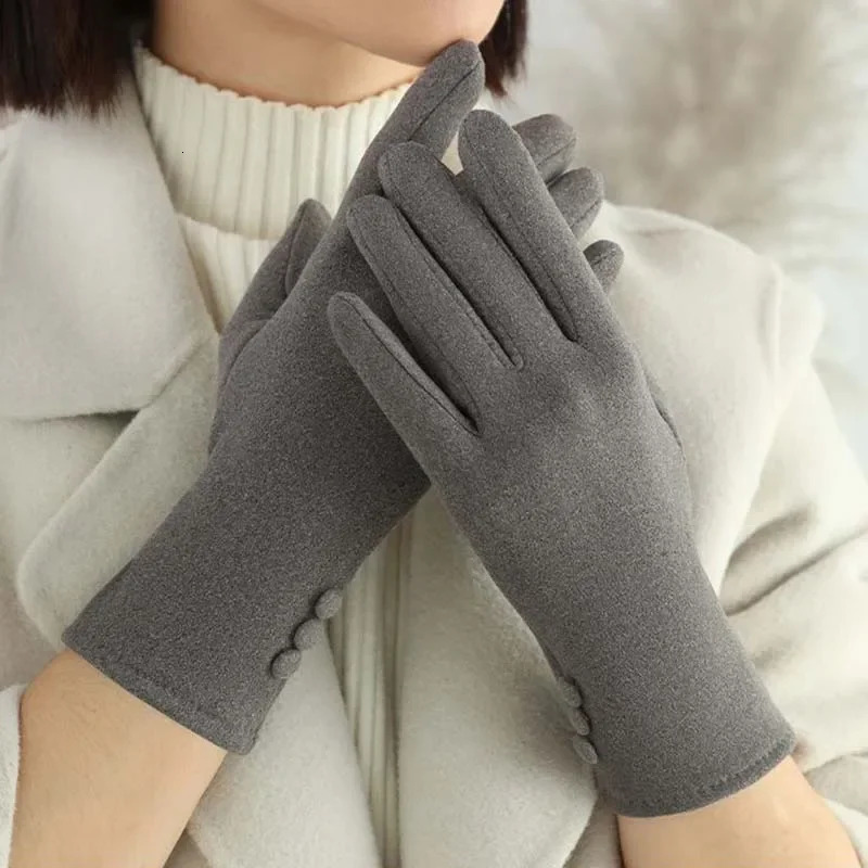 Korean Womens Cycling Touchscreen Gloves Autumn Winter Warm Plus Velvet Thickened Outdoor Sports Cold Proof Driving Mittens 251023