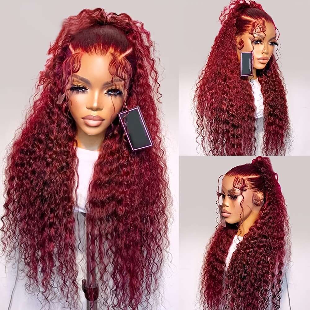28" Glueless Front HD Transparent Lace Frontal, 180% Density Natural Looking Curly Voluminous Red Wig Women Easy Application, Everyday Special Ev