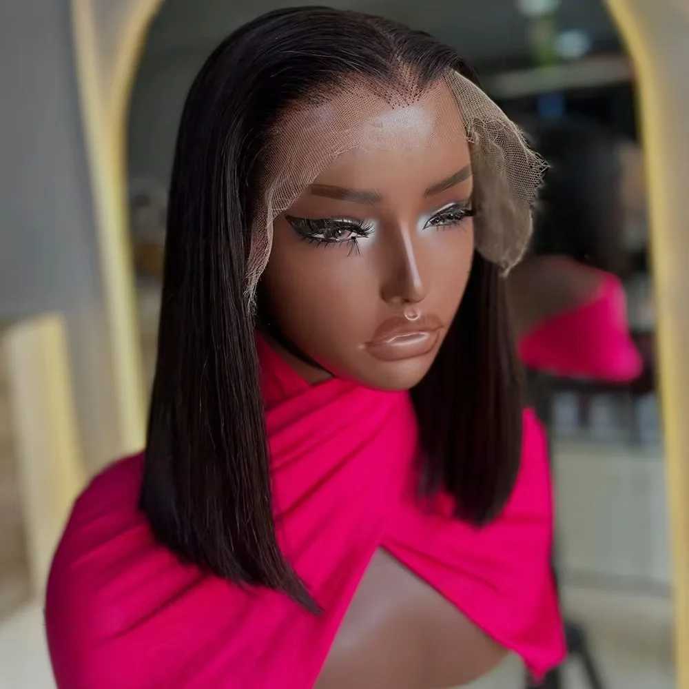 13x4 Short Bob Straight 4x4 Transparent Lace Front Wig 200 Density 100 Human Hair Pre Plucked Wigs For Black Women 12 16 Inch W251023