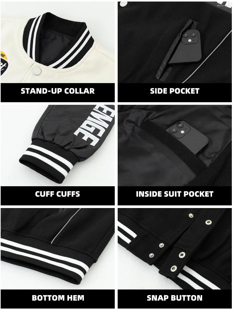 Men's Jackets Casual Baseball Jacket Motorcycle Style Embroidered Letters Button Design Long Sleeve PU Leather Patchwork Outerwear