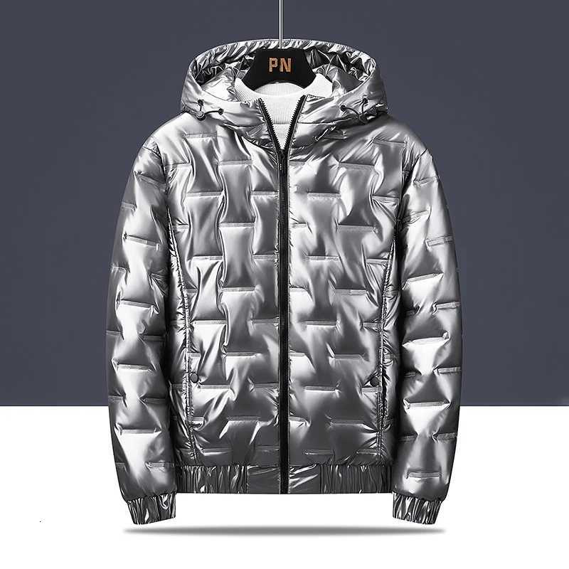 Autumn and winter mens cotton coat hooded jacket with shiny surface personalized warm jacket outdoor sports warm cotton coat Z251024