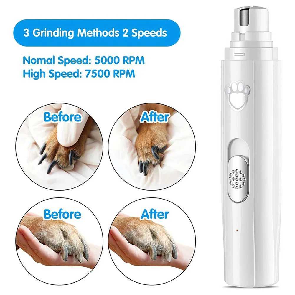 Electric Dog Nail Grinder Painless LED Light Pet Nail Grinder with Polisher Wheel 2Speed Pet Nail Clipper for Pet Paws Grooming Z20251024