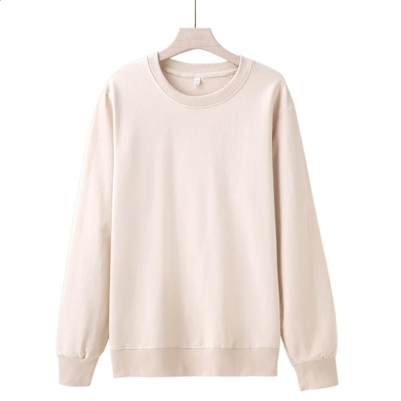 Round Necked Hoodie Loose Solid Color Spring Autumn Winter Men And womens Plush Thick Versatile Top Sweatshirts Pullover 251018