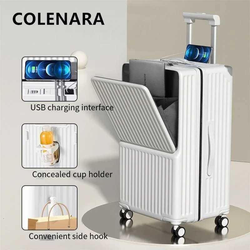 COLENARA 24262830 Inch Large Capacity Luggage New Front Opening Laptop Bag Trolley Style Travel Bag PC Rolling SuitcaseW251024