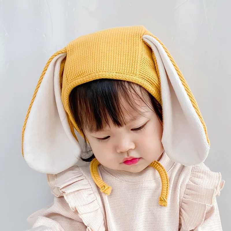 Long Eared Rabbit Baby Headgear Bonnet Winter Infant Ear Protection Hat Solid Cotton Warm Kids Pullover Cap 524M Toddler BeanieL251024