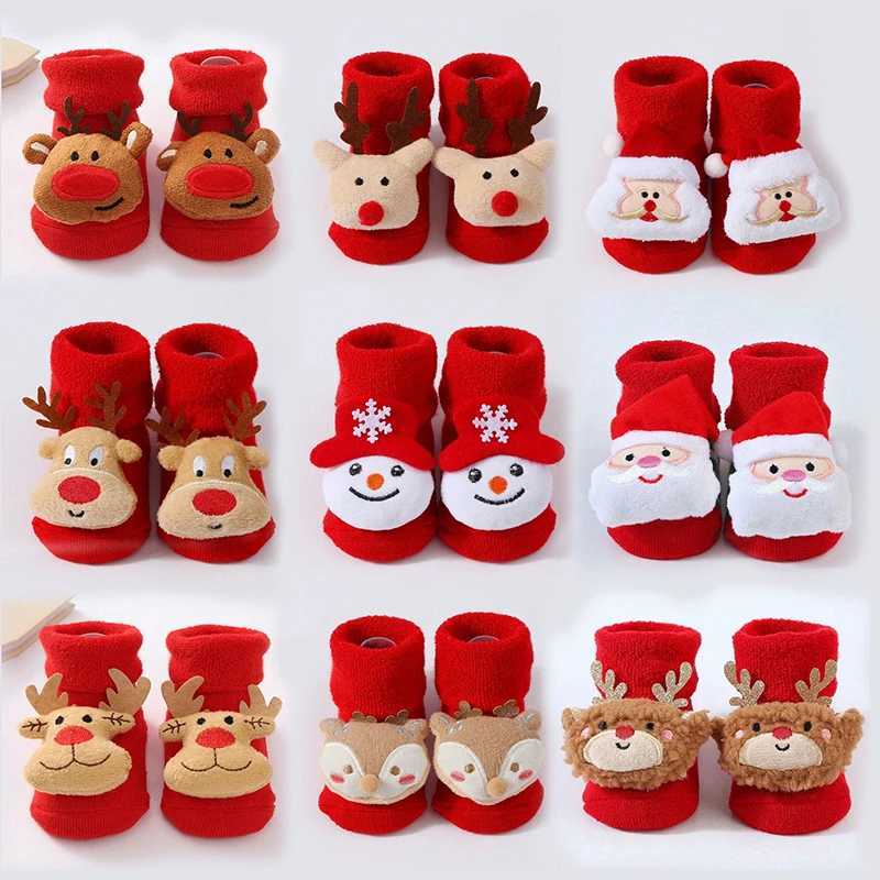 Kids Christmas Socks For 012Months Childrens Short Socks Girls Boys Winter Warm Cotton Toddler New Year Gift Santa Claus Socks J251024