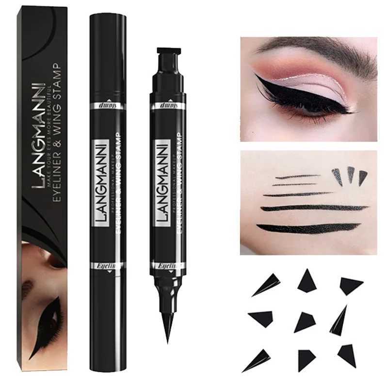 Doublehead Waterproof Liquid Eyeliner Quick Drying NonBlooming Sweat Proof Stamp Liner Pen 2 In 1 Long Lasting Eye MakeupL251024