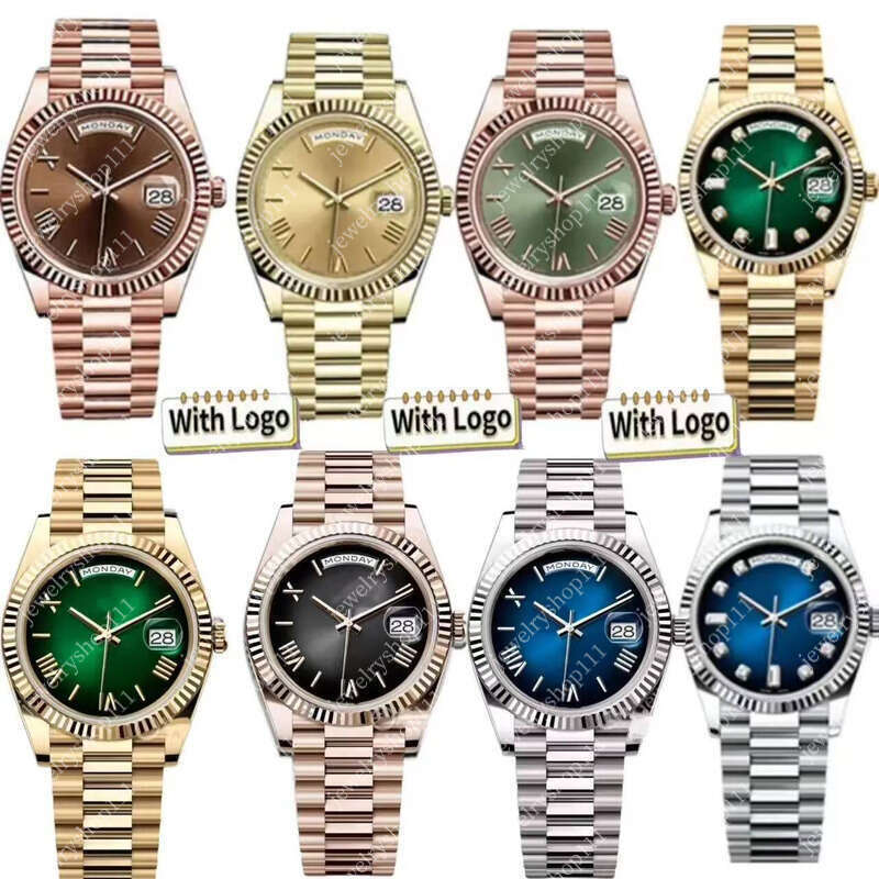 Designer day-date mens watch automatic arabic watches diy mossanite dia bezel mechanical wristwatches Rose gold strap Orologio di Lusso reloj 73