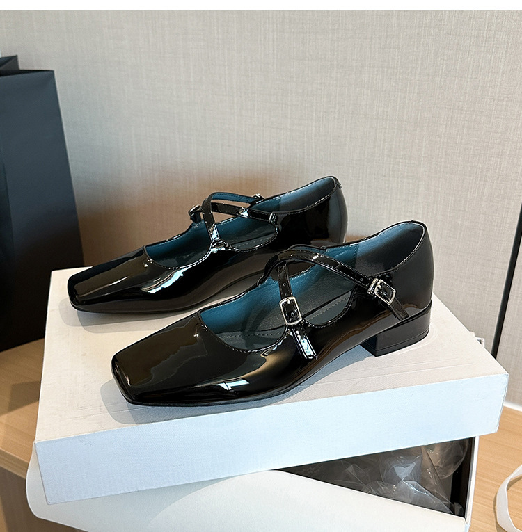 2123-2 Style Toe Cross Strap Square Mary Jane Autumn New French Versatile Low Heel Shoes for Women ddmythur