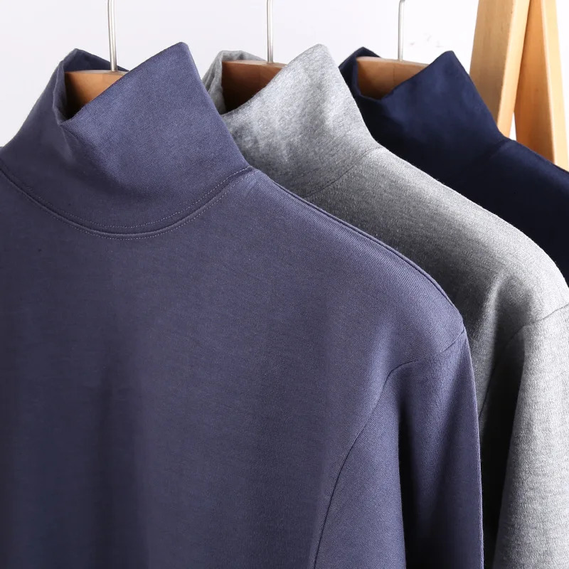 Turtleneck Undershirt Men Thin Cotton Sweater Blouse Cotton Long Sleeve 100 Cotton Thermal Underwear Shirt compression tshirt 251018