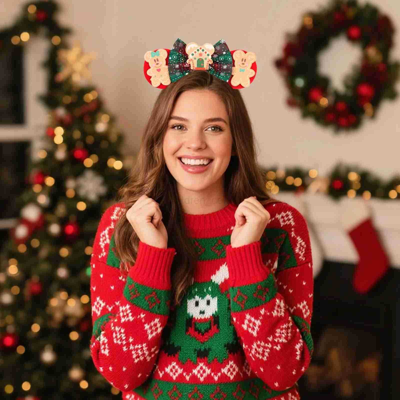 Disney Christmas Mickey Minnie Character-Inspired Hair Straps Featuring Unique Cartoon Bears Ideal For Celebrations & Events Disney designer