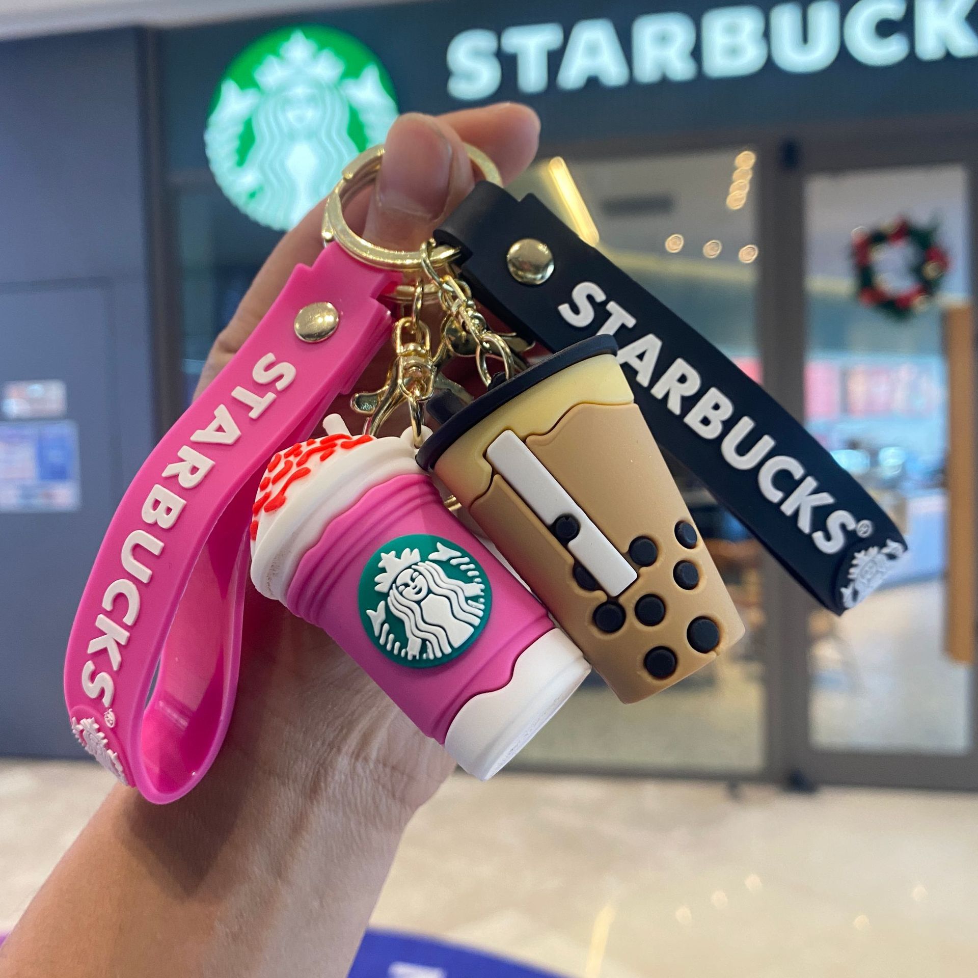 Starbucks Milk Tea Cup Keychain Plush Doll Claw Machine Small Gift Bag Accessory New Year Gift Wholesale