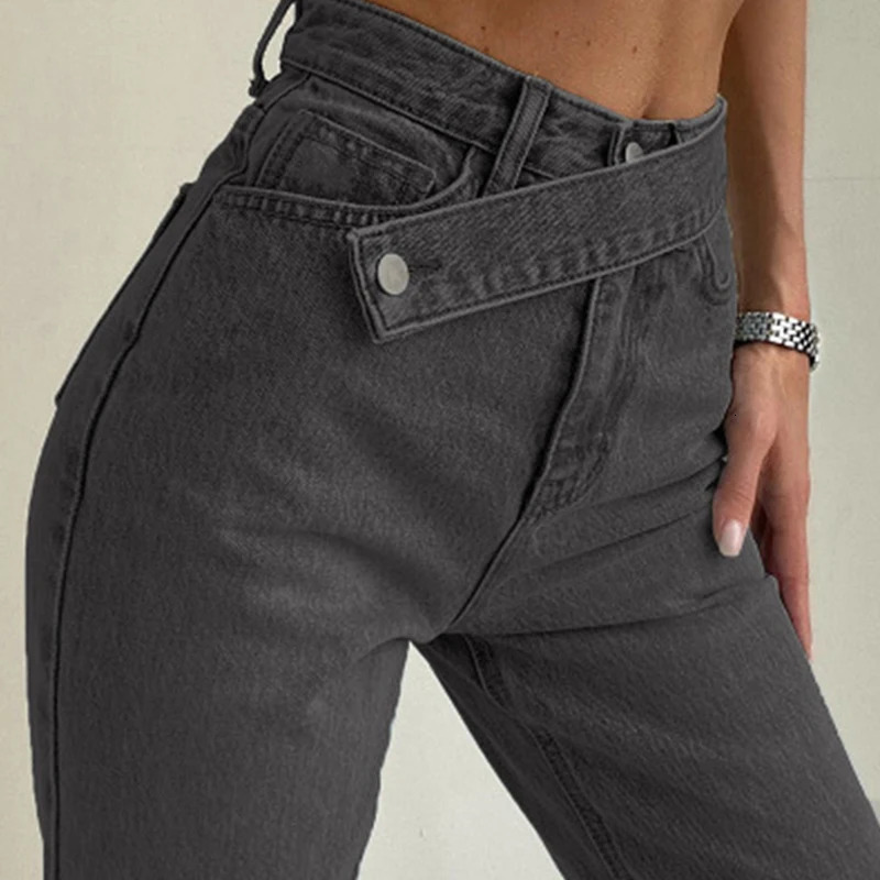 Cryptographic Casual Fashion Straight Denim High Waist Jeans Women Pants Fall Winter Harajuku Boyfriend Jeans Loose Bottom 251021