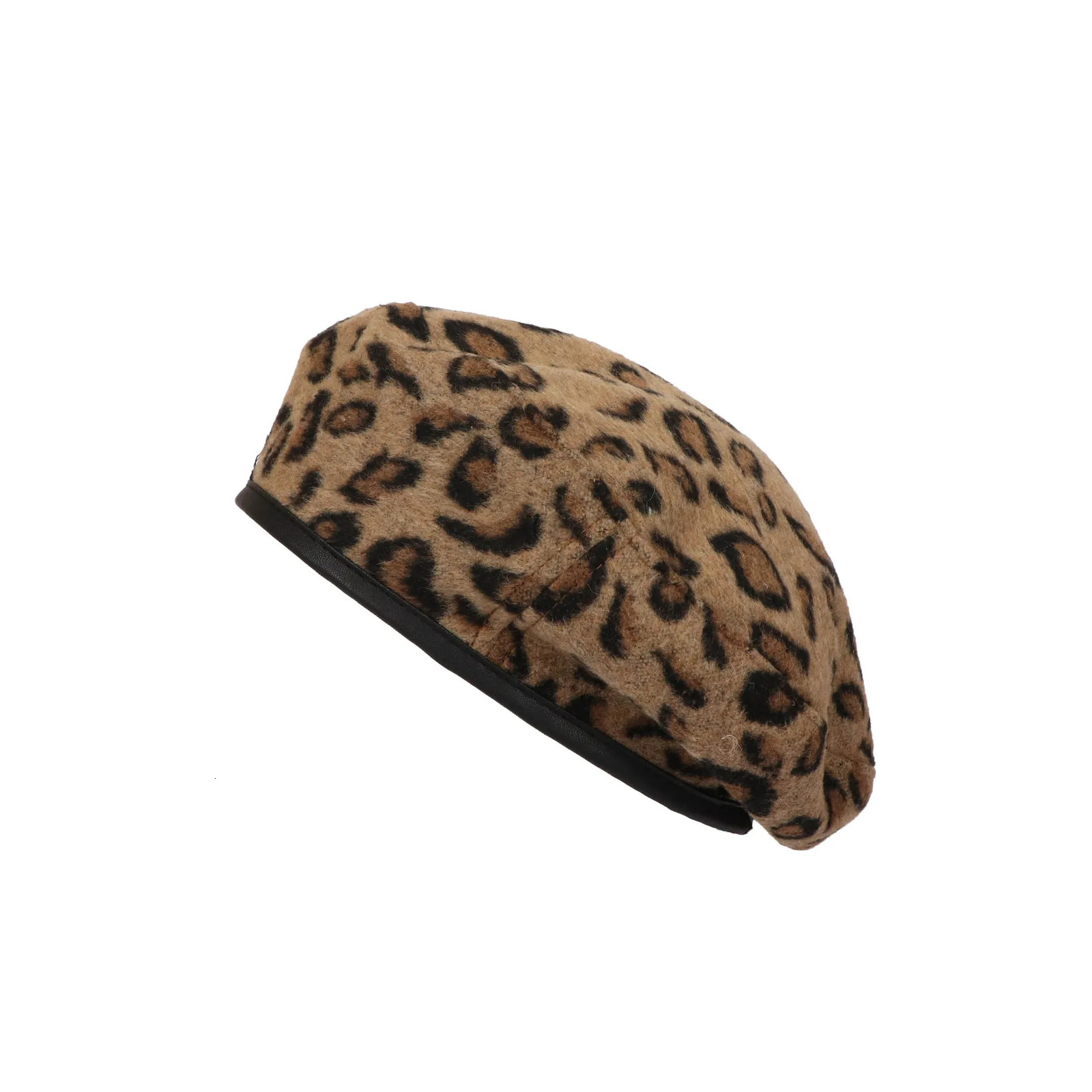 Womens Leopard Print Hat Fashion Beret Vintage Hats Leopard Felt Hat Beanie Girls Cap French Berets With Adjustable Rope 251023