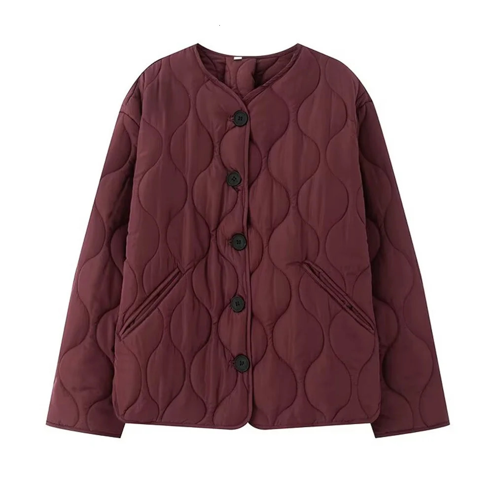 Womens simple and versatile round neck long sleeved cotton jacket decoration casual womens clothing 251013
