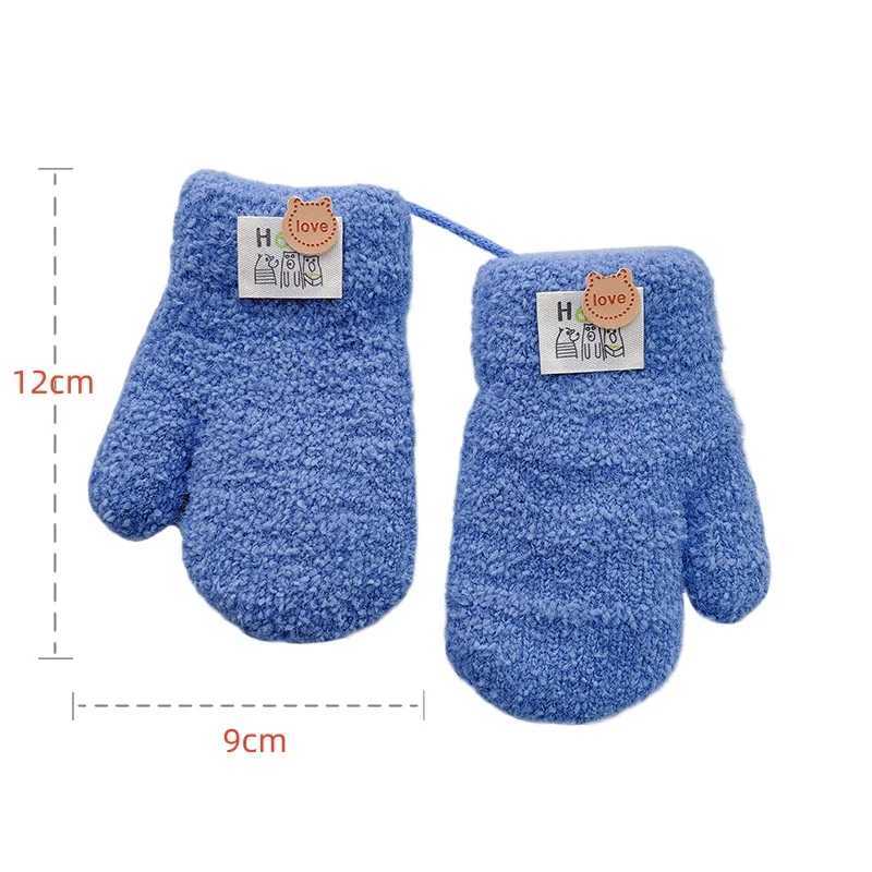Baby Toddler Gloves For Girls Boys Winter Thick Warm Hanging Neck Mittens Infant Plush Gloves Outdoors Kid Boy Girl Hand Warmer Y251024