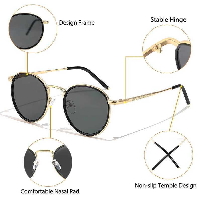 CATERSIDE Retro Round Sunglasses Mens Punk Metal Frame Brand Design Sun Glasses for Womens Party Travel Eyewear Business UV400T251024