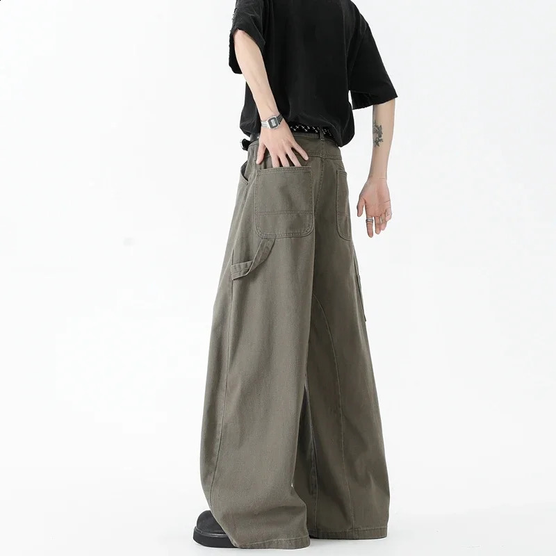 25 mens Brown Y2k Cargo Jeans Baggy Harajuku 90s Denim Womens Trousers Vintage Jean Japanese 2000s Style oversize trend Pants 251018