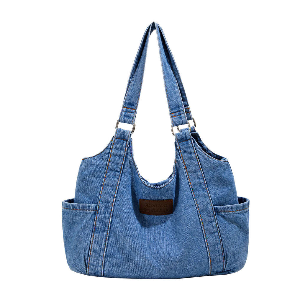 Denim Shoulder Bag for Women, High-End Large Capacity Shopping Tote Bag, Lazy Style Versatile Casual Backpack