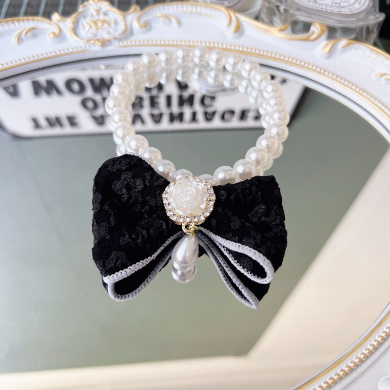 Bestseller Pet Dog Necklaces with Bowknot Pearl for Kitty & Puppy - High-Grade Cat Necklace Jewelry ddmytues-