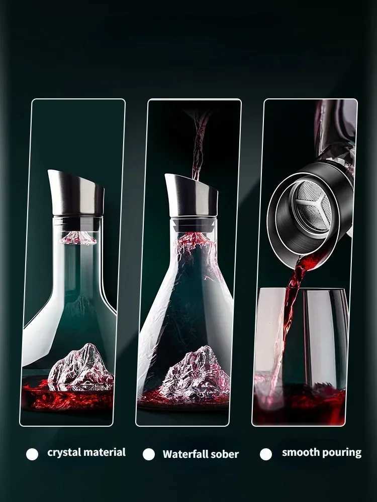 1800ML Whiskey Decanter Wine Decanter Lead Crystal Creative Quick Decanter Pot Red Wine Set Wine Accessories Y251024