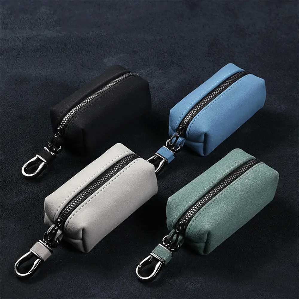 Portable Keychain Wallet for Men Women LargeCapacity Double Zipper Key Pouch Bag Suede Leather Key Case Unisex Coin Purse Z251023