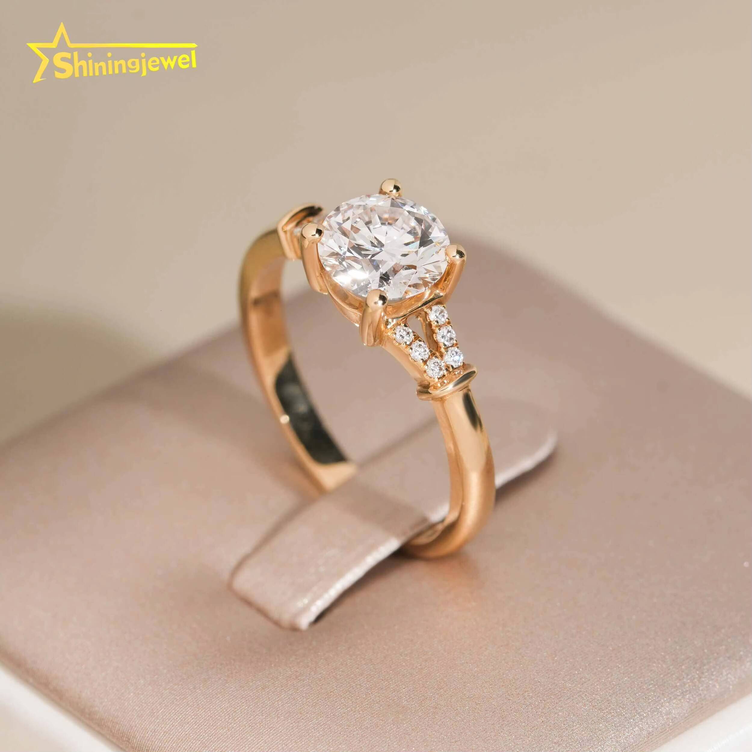 Elegant Women Jewelry Diamond Engagement Ring Iced Out Jewelry Lab Grown Diamond 14k Real Gold Wedding Rings IGI Certificate