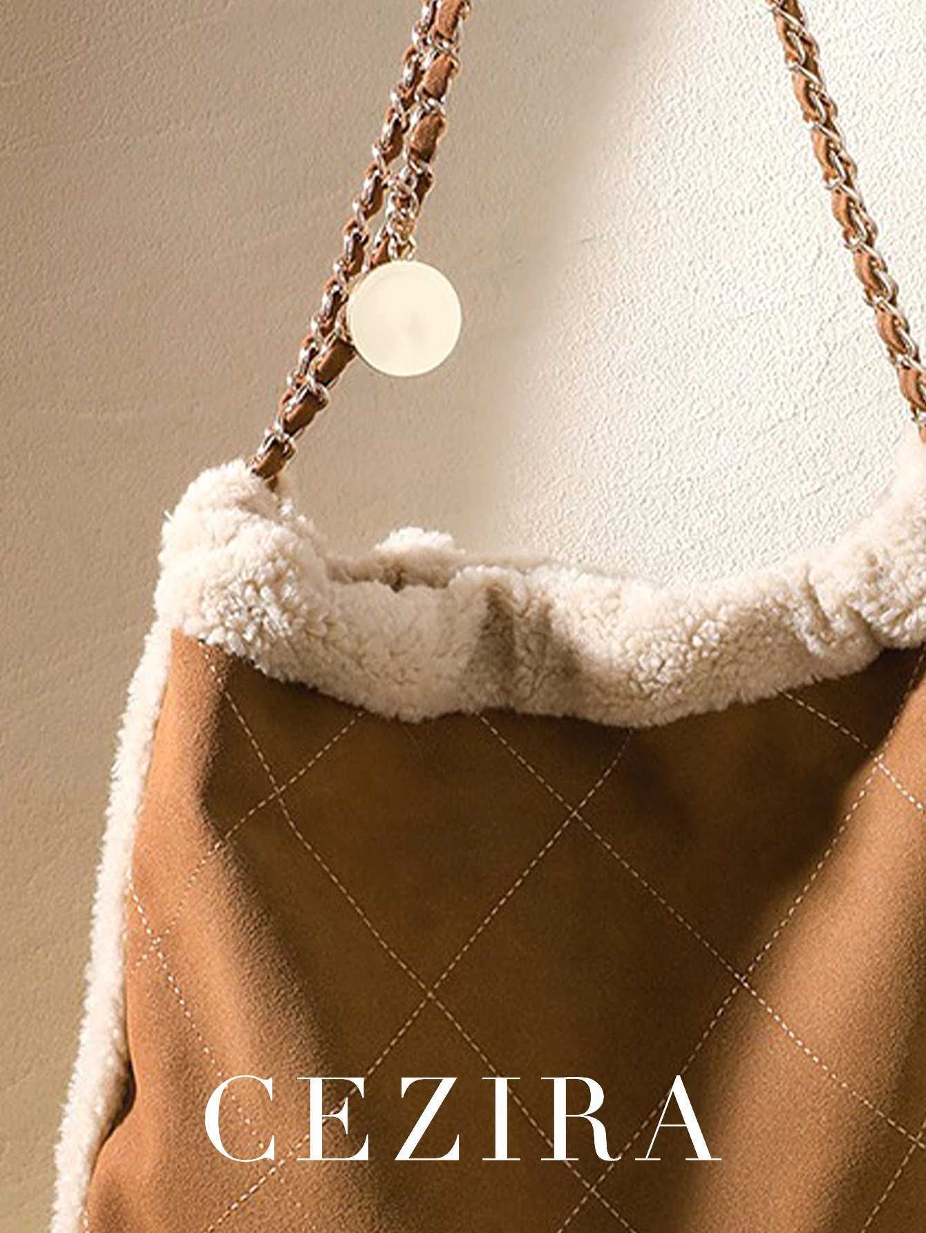 Winter Wens Fi Large Casual Shoder Bag Faux Plush Quilted Argyle Thread Chain Strap Handbag Cmuting Travel Y251022