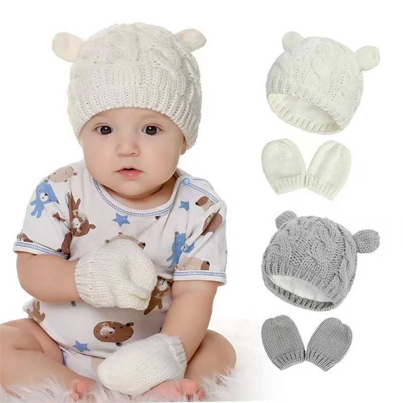 Hot Sale Childrens Winter Woolen Hats Gloves Set Kids Boys Girls Thick Warm Knitted Bonnet Beanie Hat CapsL251024