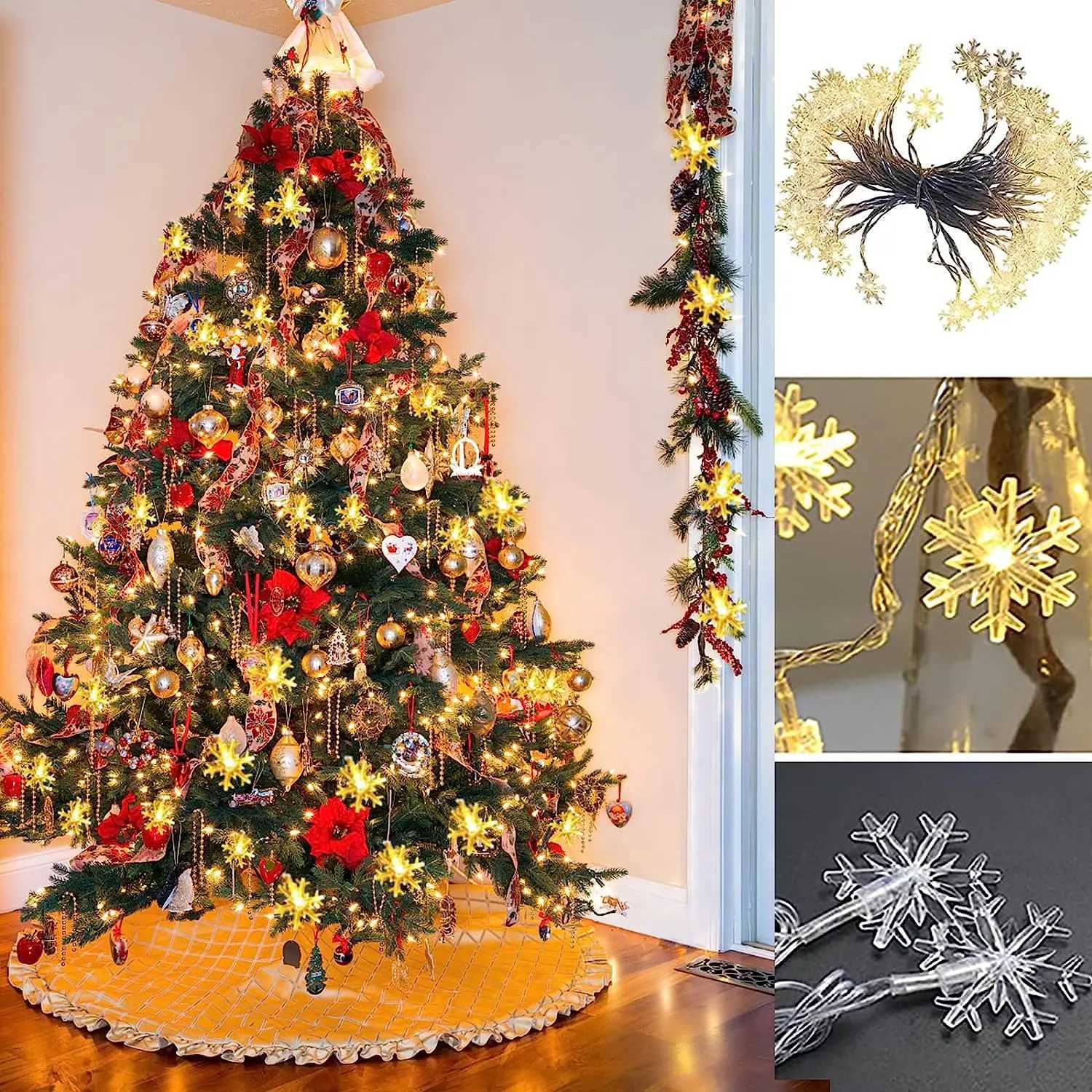 Snowflake LED String Fairy Light Garland Home Christmas Lights Wedding Decor Christmas Decor for Home Navidad Party Decoration C251024