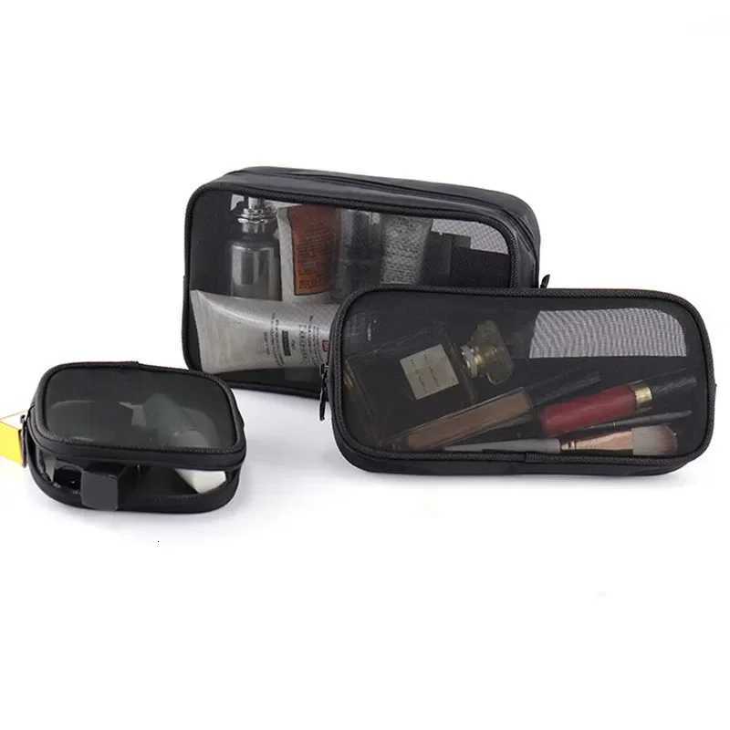 Pocket Cosmetic Bag Portable Black Mesh Mini Cosmetic Bag Lipstick Pouch Air Cushion Storage Bag Headset Sundries Storage caseT251024