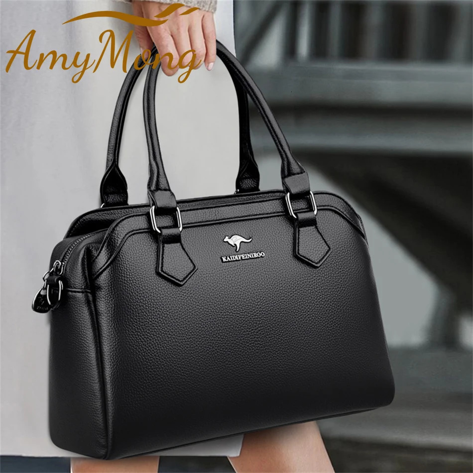 Multipocket Handbag Purses Genuine Cowhide Leather Shoulder Bag er Crossbody Messenger Sac Elegant Tote for Women 251023