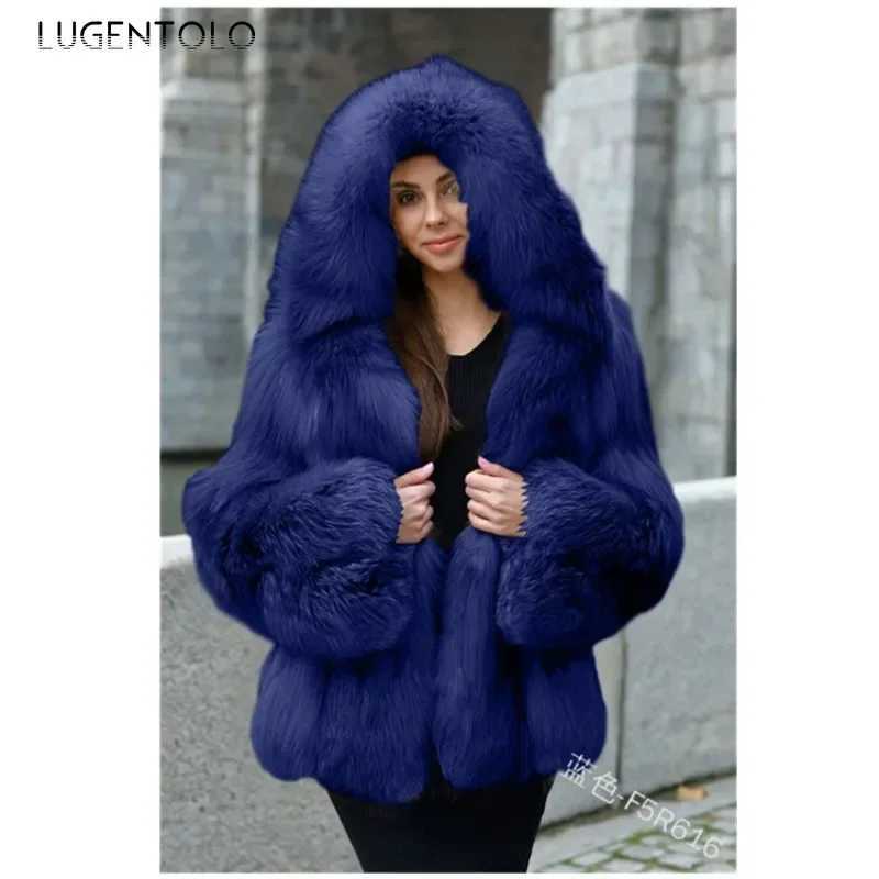 Women Warm Faux Fur Winter THiCKen Hooded Faux Fox Fur Coat Lady 2025 New Casual Large Size CloTH Available 5XL H251024