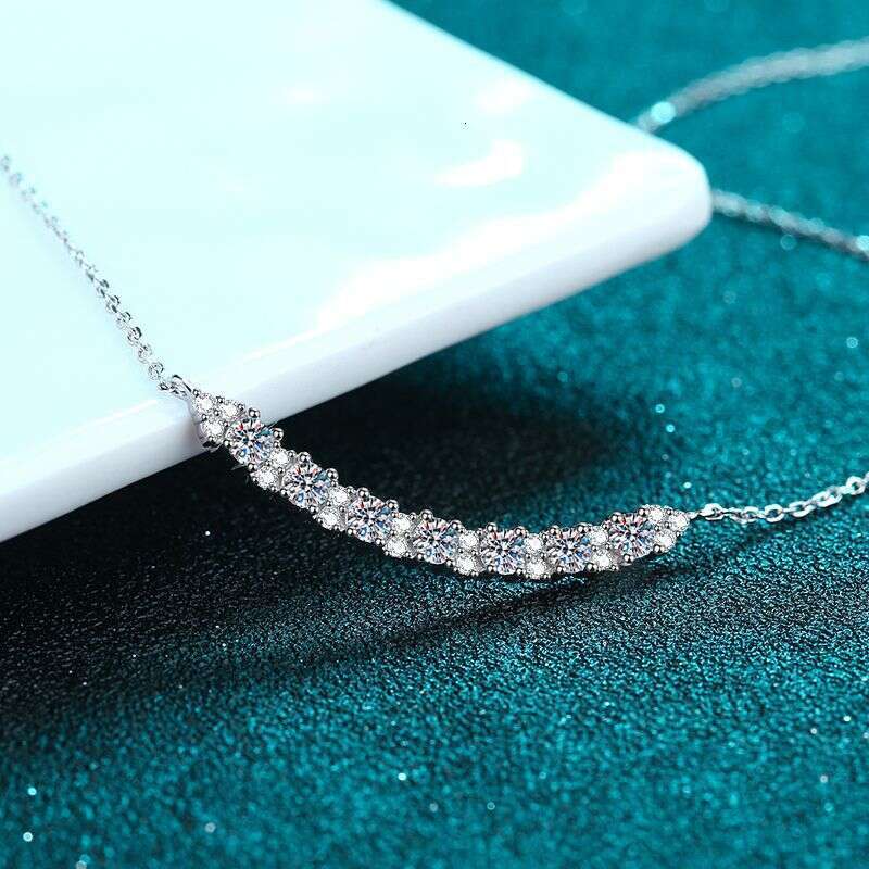 DHCollections-- XDY Sier Smile Necklace Moissanite Choker Fashion Simple Korean Style Jewelry