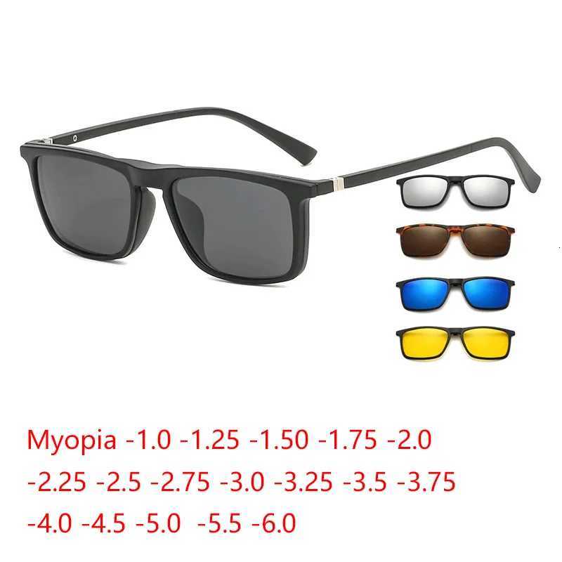 6 In 1 Polarized Myopia Sunglasses Men Women Magnetic Clip On Glasses TR90 Optical Prescription Eyeglass Frames 05 10T251024