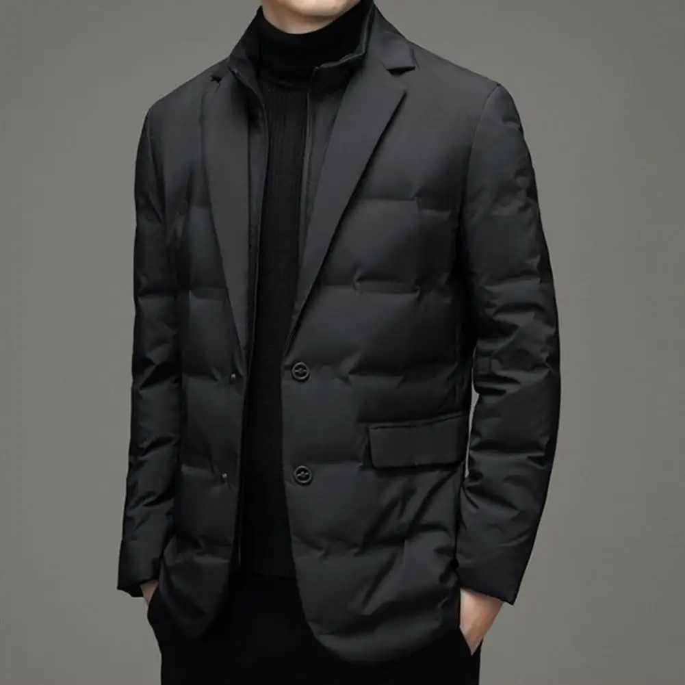 Winter Mens Coldproof Windproof Down Jacket Suit Scarf Collar Simple Down Jacket Male Clothing Z251024