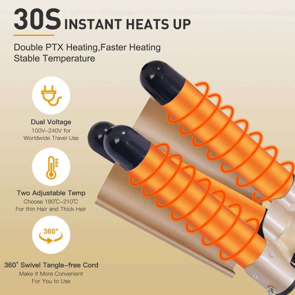 Hatteker 25MM Curling Iron Egg-Shaped Salon Professional Constant Temperature Hair Protection Negative Ion Big Wave